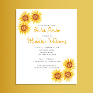 Budget Simple Tournesol Invitation nuptiale Douche