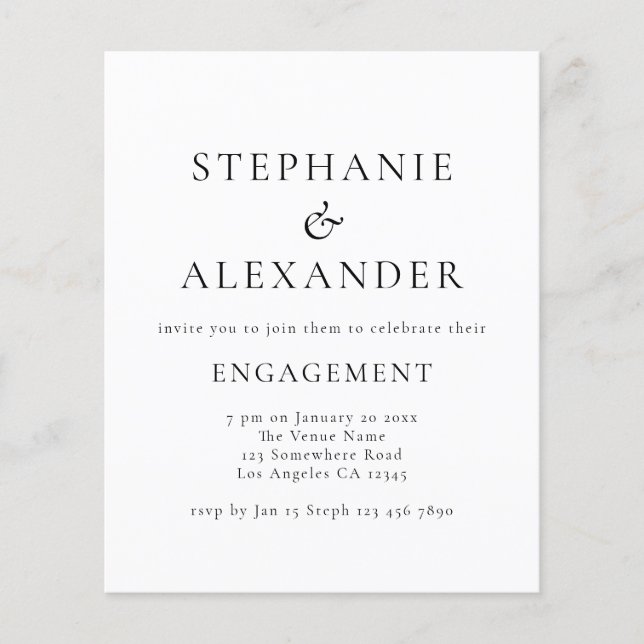 Budget Simply Text Engagement Party (Devant)