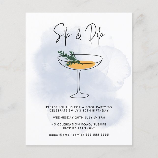 Budget Sip & Dip Cocktail Pool Party (Devant)