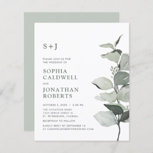 Budget Site Web RSVP Sage Eucalyptus Mariage Invit