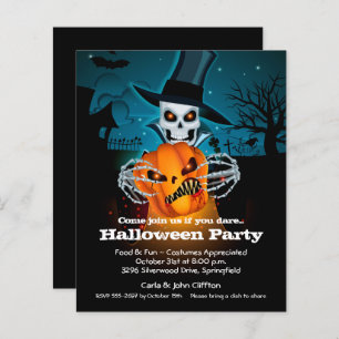 Budget Skeleton et Citrouille Halloween Invitation