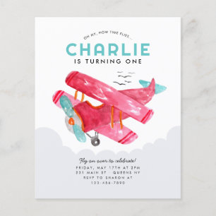 Budget Sky Cloud Aquarelle rouge Avion Anniversair