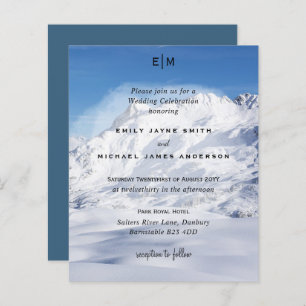 Budget Snowy Mountain Alps Ski Wedding Invite