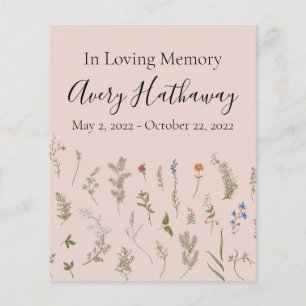 BUDGET Soft Florals Funeral Memorial Programme