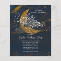 Budget sous les étoiles Bleu Or Lune Quinceanera