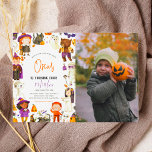 Budget Spooky Boy Halloween Birthday Party Photo<br><div class="desc">Invite family and friends for a spooktacular time with these cute Halloween birthday party invitations. The left side of this budget invite is decorated with a hand-painted border of fun Halloween characters, there are kids in costumes, black cats, bats, smiling pumpkins, ghosts, a dancing skeleton, a mummy, spiders, balloons, stars,...</div>