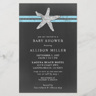 Budget Starfish Beach Baby shower Invitation