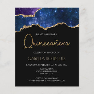 Budget Starry Agate Geode Quinceañera Invitation