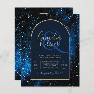 BUDGET Starry Night Marine Blue Gold Wedding INVIT