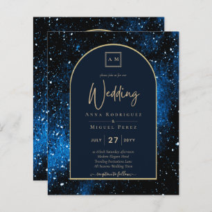 BUDGET Starry Night Marine Blue Gold Wedding INVIT