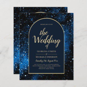 BUDGET Starry Night Marine Blue Gold Wedding INVIT