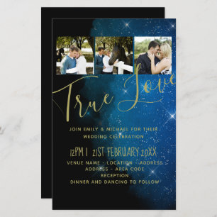 BUDGET Starry Night Marine Gold A9 Mariage Invite
