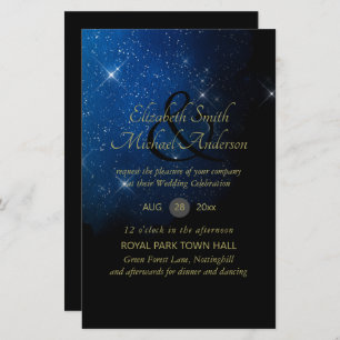 BUDGET Starry Night Marine Gold A9 Mariage Invite