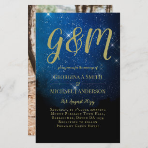 BUDGET Starry Night Marine Gold A9 Mariage Invite