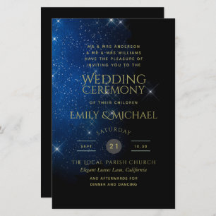 BUDGET Starry Night Marine Gold A9 Mariage Invite