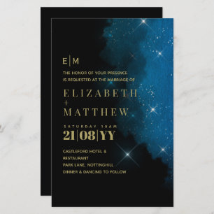 BUDGET Starry Night Marine Gold A9 Mariage Invite