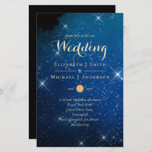 BUDGET Starry Night Marine Gold A9 Mariage Invite