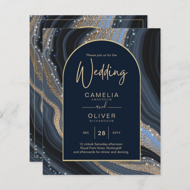 BUDGET Starry Night Marine Gold Agate Mariage INVI (Devant / Derrière)