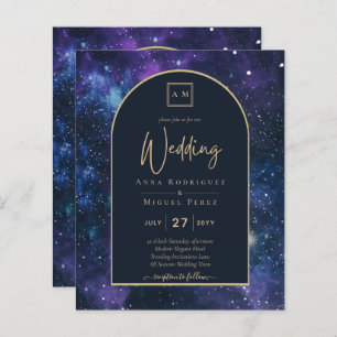 BUDGET Starry Nuit violet bleu mariage INVITE