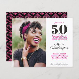 Budget Stylish Hot Pink Black Damask 50e anniversa