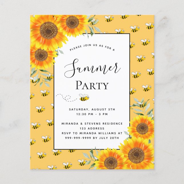Budget Summer party abeilles tournesols jardin bar (Devant)