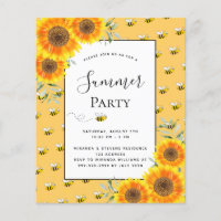 Budget Summer party abeilles tournesols jardin bar
