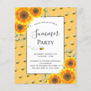 Budget Summer party abeilles tournesols jardin bar