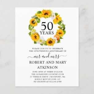 Budget Sunflower 50e anniversaire Invitation