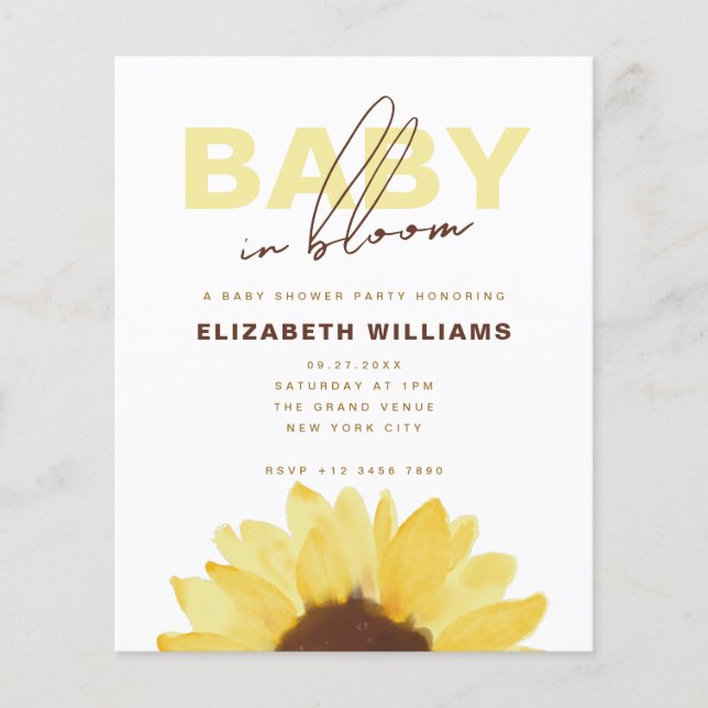 Budget Sunflower Baby in Bloom Shower Party (Devant)