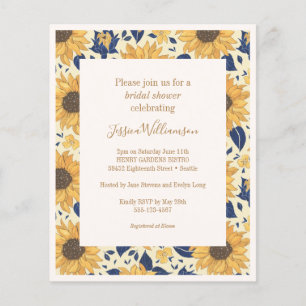 Budget Sunflower Bleu jaune Fête des mariées Invit