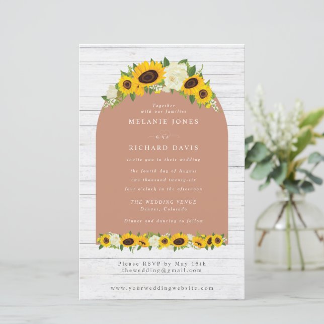 Budget Sunflower Boho RSVP Faire-part de mariage (Debout devant)