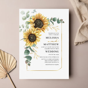 Budget Sunflower Eucalyptus Faire-part de mariage