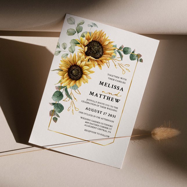 Budget Sunflower Eucalyptus Faire-part de mariage (Créateur téléchargé)