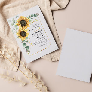 Budget Sunflower Eucalyptus Faire-part de mariage
