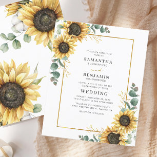 Budget Sunflower Eucalyptus Faire-part de mariage