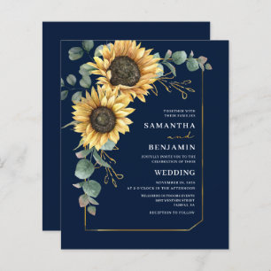 Budget Sunflower Eucalyptus Floral Mariage Invitat