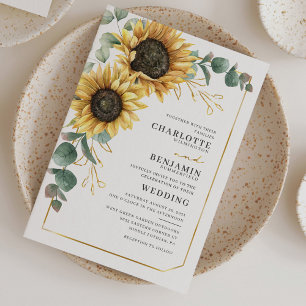 Budget Sunflower Eucalyptus Floral Mariage Invitat