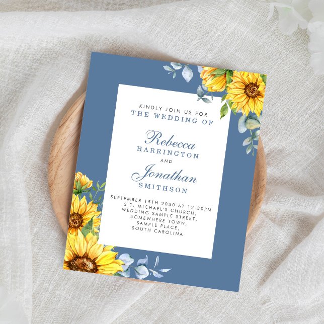 Budget Sunflower Eucalyptus Floral Mariage Invitat (Créateur téléchargé)