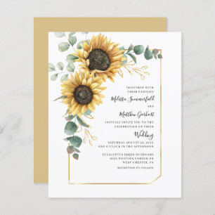 Budget Sunflower Eucalyptus Floral Mariage Invitat