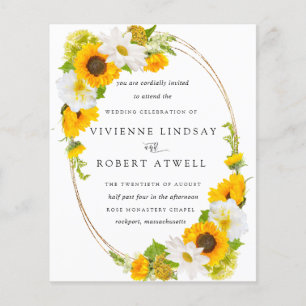 Budget Sunflower Floral Russe Faire-part de mariag