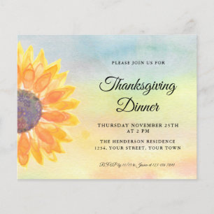 Budget Sunflower Thanksgiving Dîner Invitation