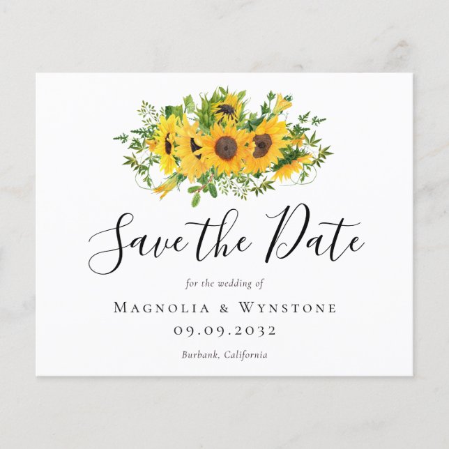 BUDGET Sunflower Wedding Enregistrer La Date (Devant)