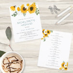 Budget Sunflower Weekend Bachelorette Invitation<br><div class="desc">Invitation du Sunflower Weekend Itinéraire Bachelorette Party. Un prix économique PETIT 4, 5 po x 5, 6 po alternatif. Disponible dans un STOCK CARTE SEMI GLOSS 110 lb qui est l'option par défaut (recommandé pour les invitations), OU un STOCK PAPIER THINNER SATIN FINISH 80 lb (idéal pour les boîtiers). Les...</div>