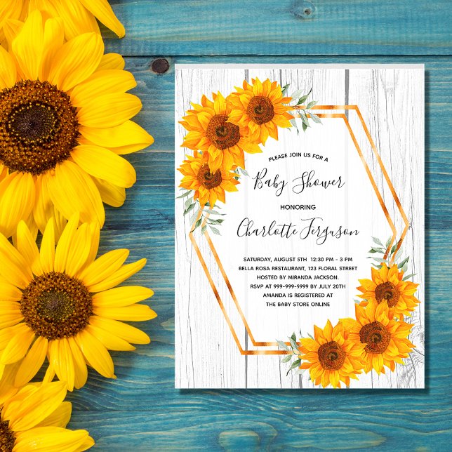 Budget Sunflowers Baby shower invitation rustique (Créateur téléchargé)