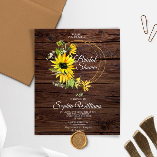 Budget Sunflowers Cadre de douche nuptiale Invitat (Créateur téléchargé)
