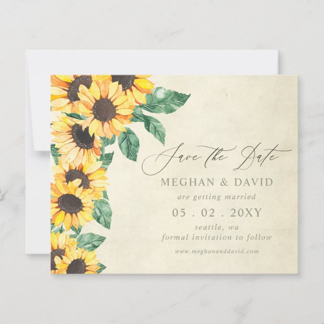 Budget Sunflowers Garden Floral Save the Date (Devant)