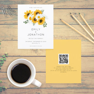 Budget Sunflowers QR Code Jaune Enregistrer la dat