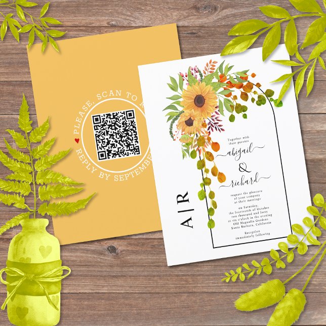 BUDGET Sunflowers QR code mariage de automne invit (Créateur téléchargé)