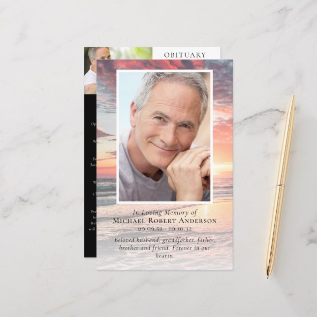 BUDGET Sunset Photo Memorial Service Programme (Devant/Arrière en situation)