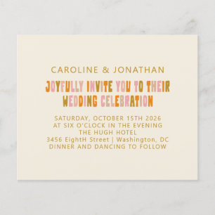 Budget Super Orange Rose Faire-part de mariage rét